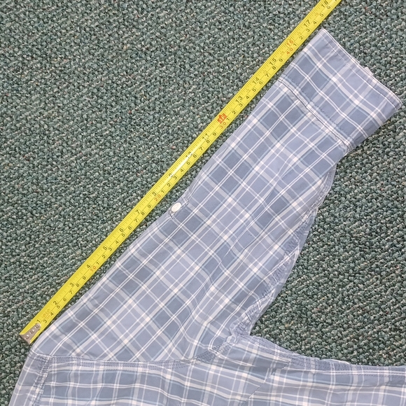 Carhartt Plaid Button-down 3/4 sleeves Women's size S 4/6 Blue Gray White summer - Picture 10 of 17